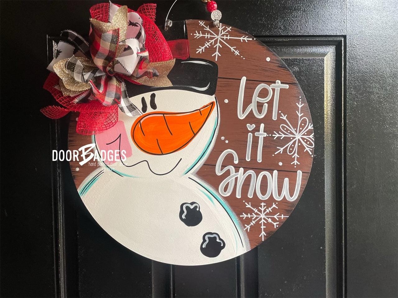 Christmas Snowman Door Hanger - Snowman Door Decoration -  Winter Door Decor