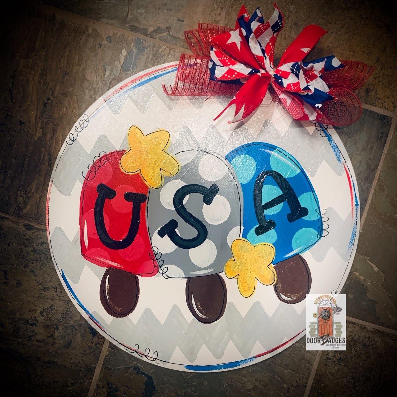Sale Item: USA - July 4th Round Door Hanger