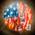 Land of the Free Fourth of July Door Hanger - Patriotic door Decor -  hand painted personalized door hanger