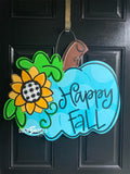 Hello Fall Pumpkin Door Hanger - Fall - Autumn - harvest - Thanksgiving -  pumpkin - thankful - cut out hand painted door hanger