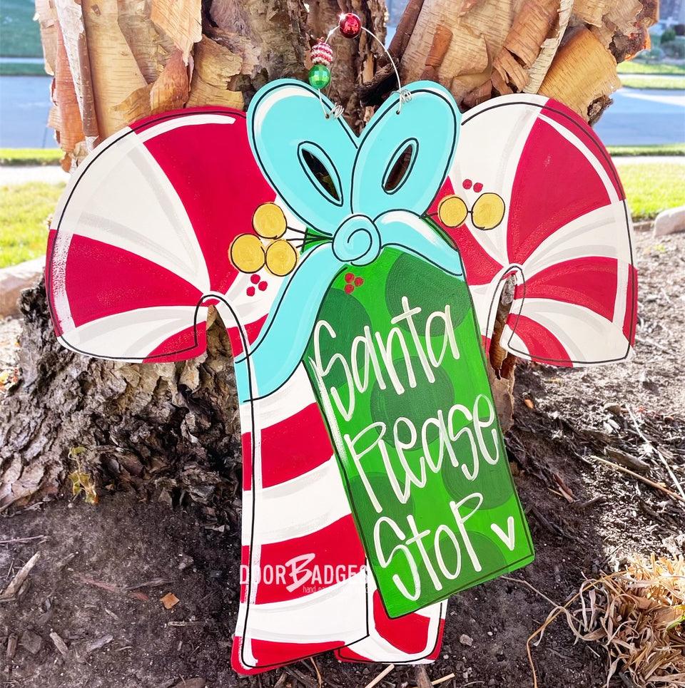 Double Candy Cane Christmas Door Hanger - Gift -  Holiday Winter Door Decor