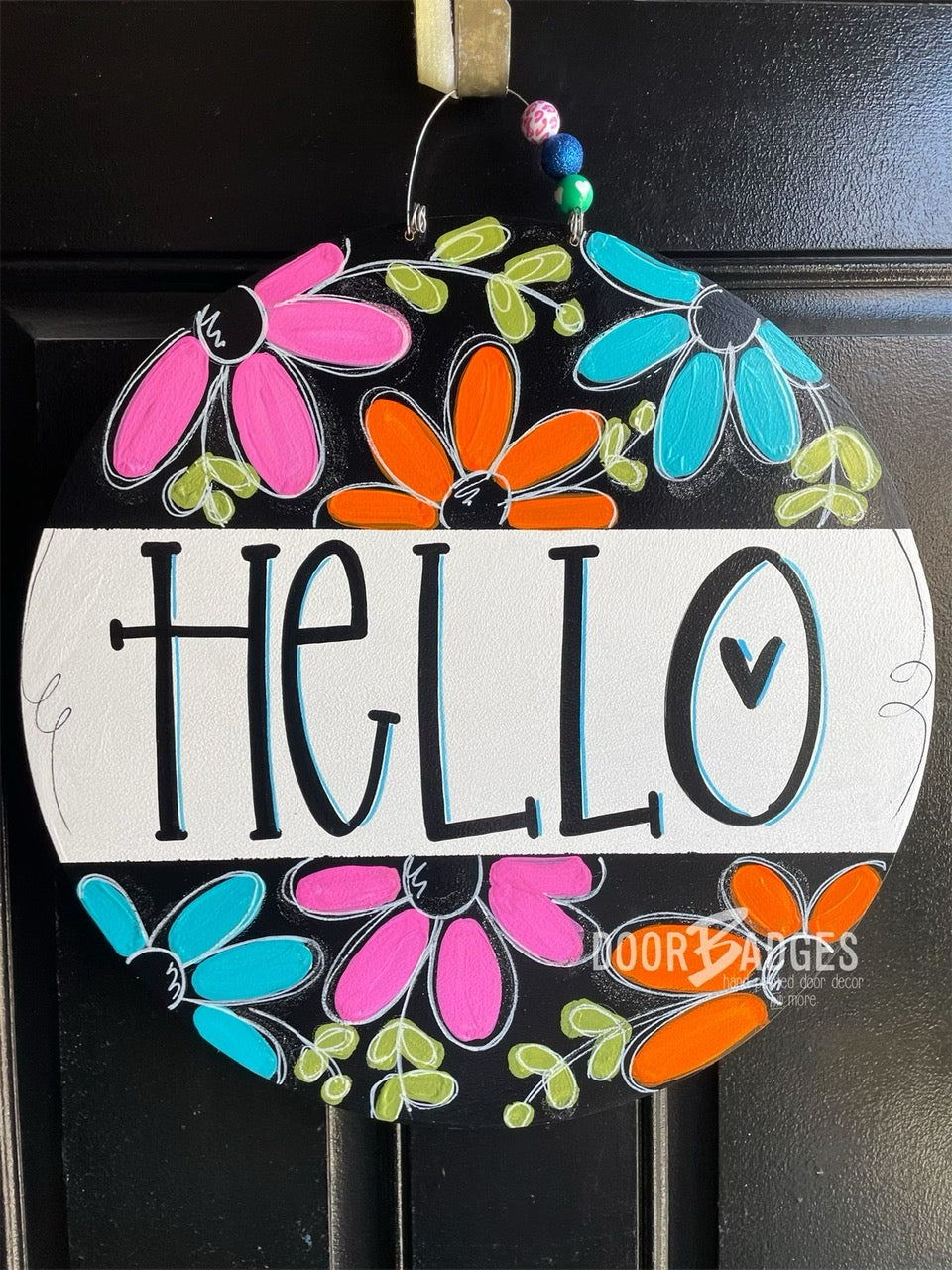 Hi. Hey. Hello. Home Doorhanger - 3D Welcome door decor - wooden hand painted doorhanger