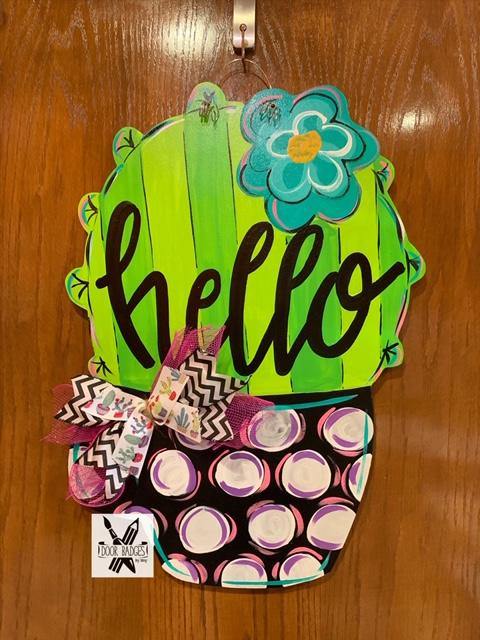 Cactus in a Pot Door Hanger