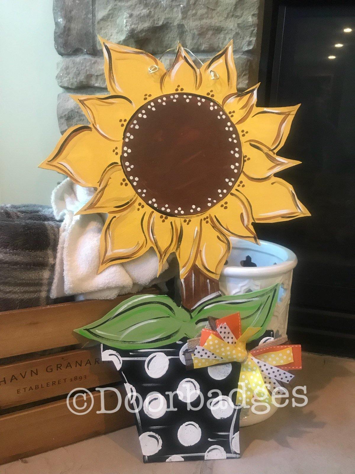 Fall door hanger, Sunflower in a Pot