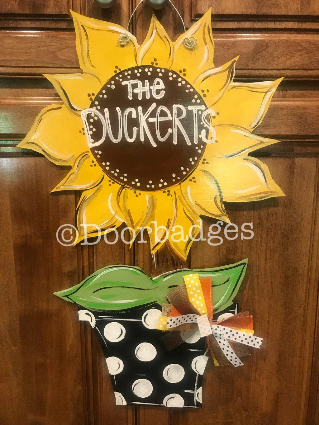 Fall door hanger, Sunflower in a Pot