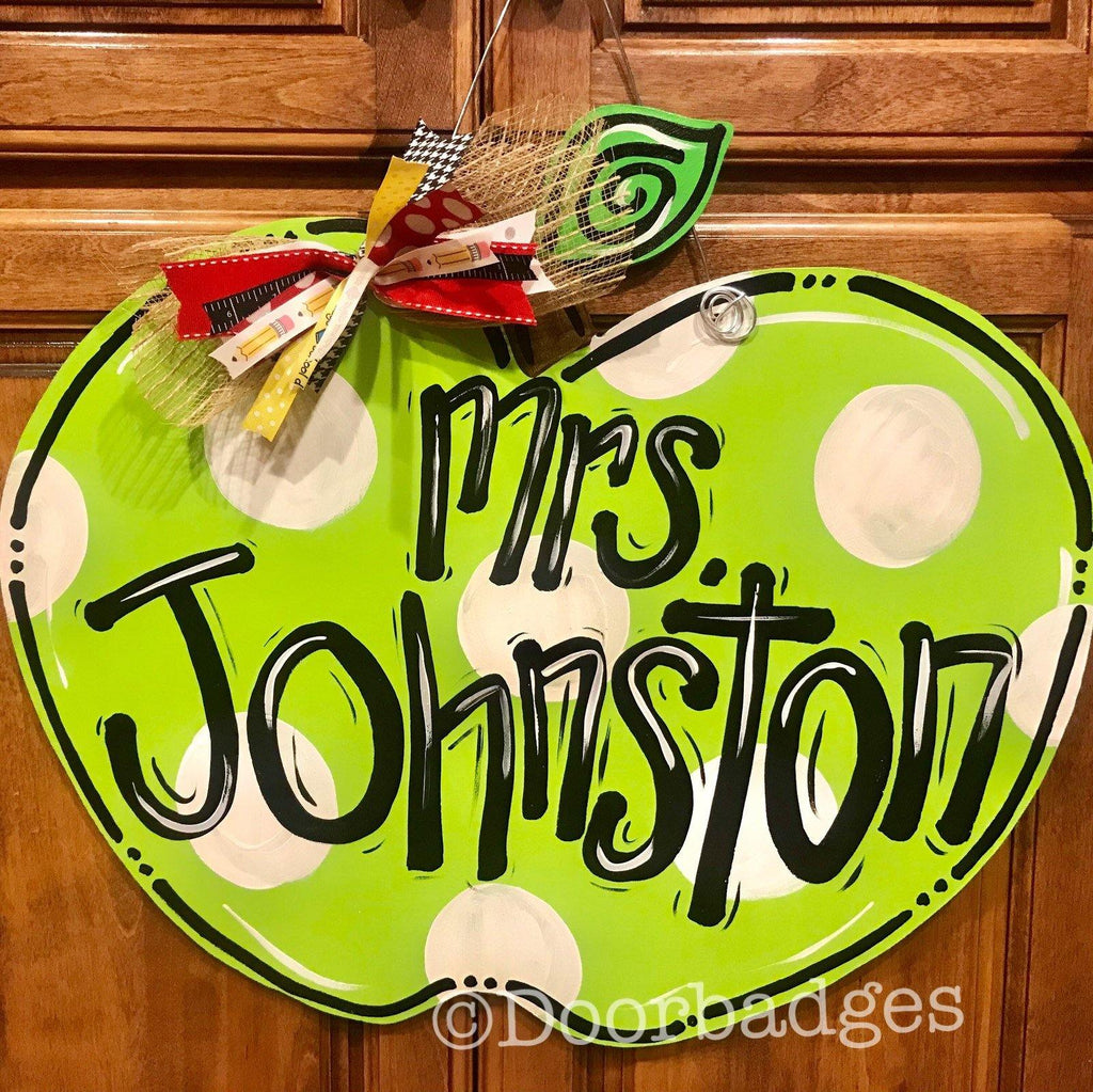 Bright Apple polka dot door hanger