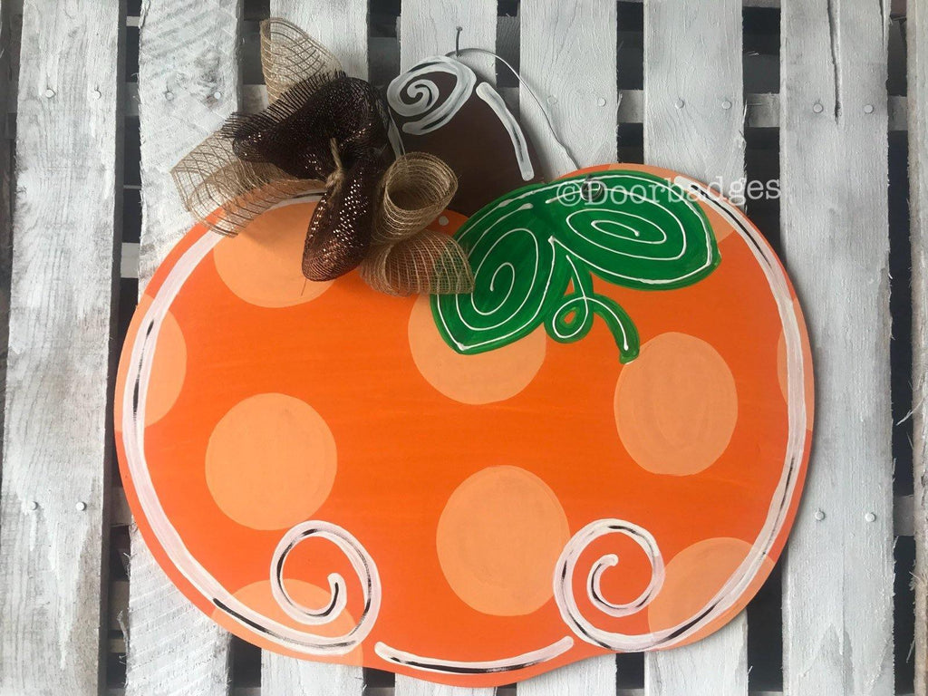 Sale Item: Pumpkin Fall Door Hanger - Harvest Door Decor - Thanksgiving Hand Painted - Fall Wreath