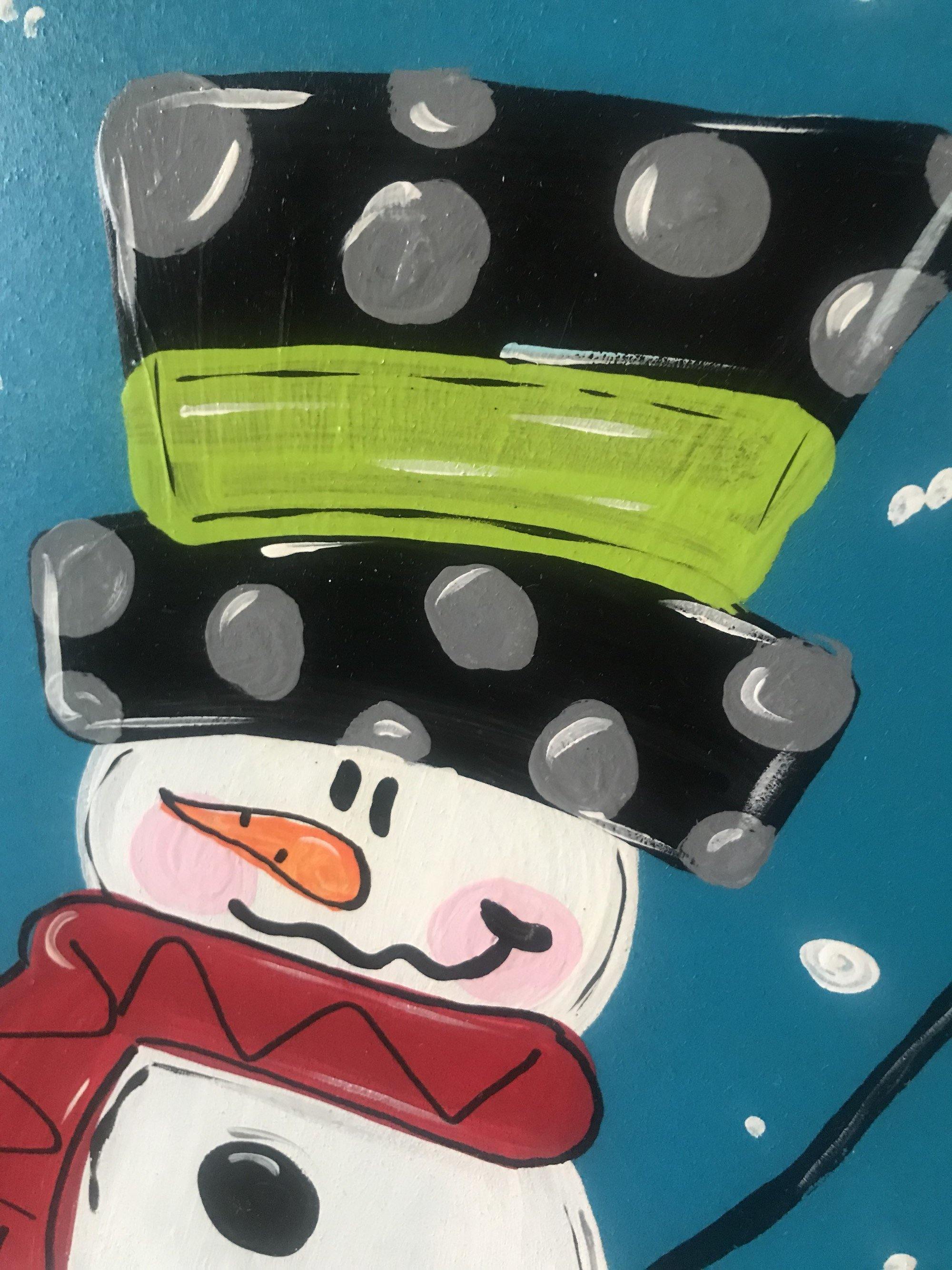 Christmas Mitten Door Hanger - Snowman Door Decoration -  Winter Door Decor