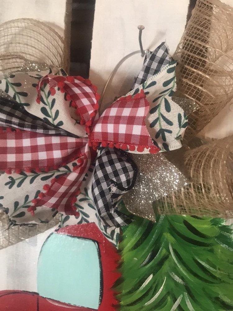 Christmas Door Hanger - Red Truck Door Decoration