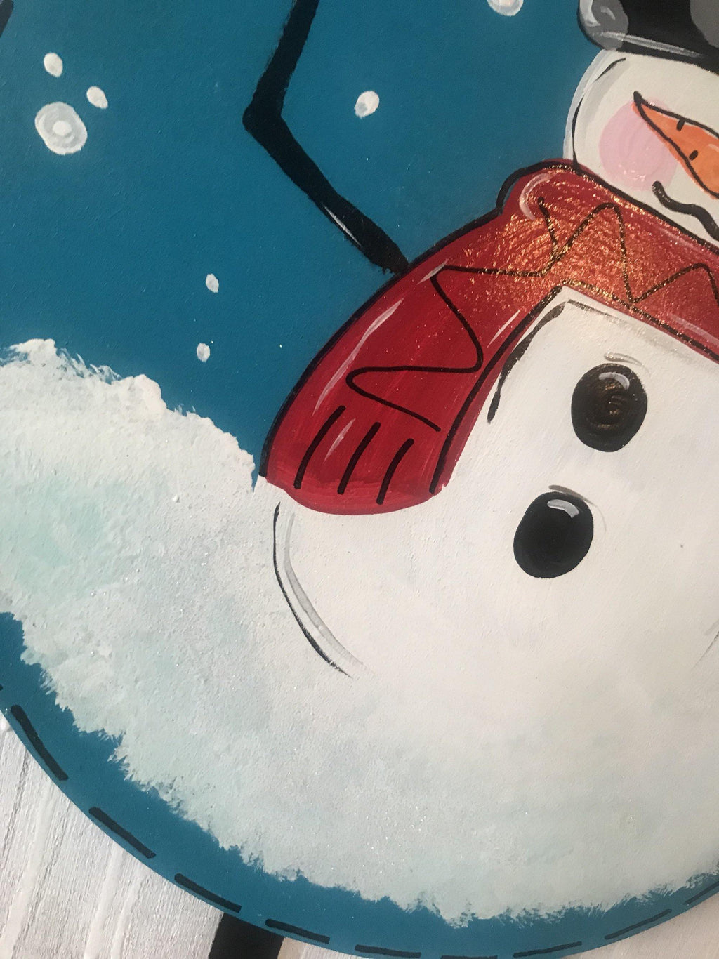 Christmas Mitten Door Hanger - Snowman Door Decoration -  Winter Door Decor
