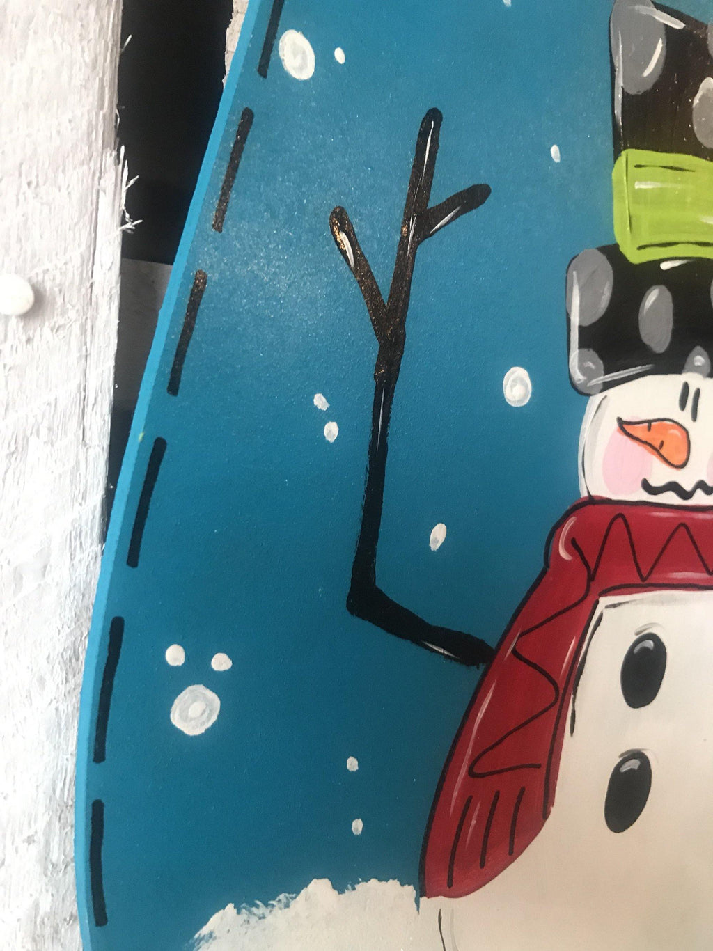 Christmas Mitten Door Hanger - Snowman Door Decoration -  Winter Door Decor