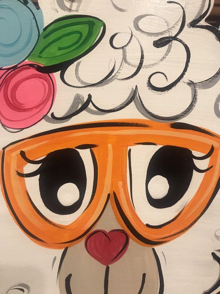Llama door hanger, alpaca door decor, llama wreath - spring - summer doorhanger, flowers door hanger, hand painted