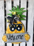 Pineapple Door Hanger - sunglasses door Decor - welcome wreath - spring summer hand painted personalized door hanger