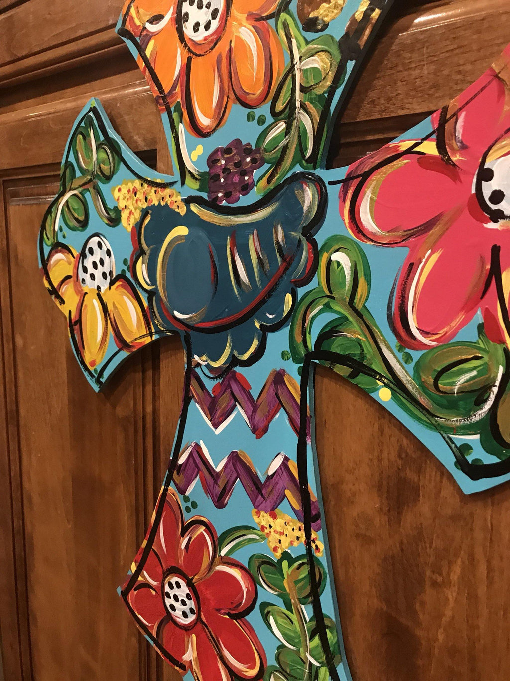 Cross Door Hanger - Flowers -