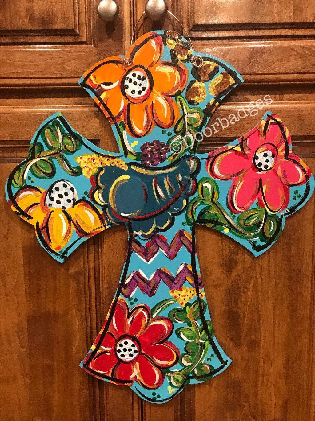 Cross Door Hanger - Flowers -