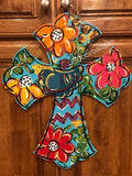 Cross Door Hanger - Flowers -