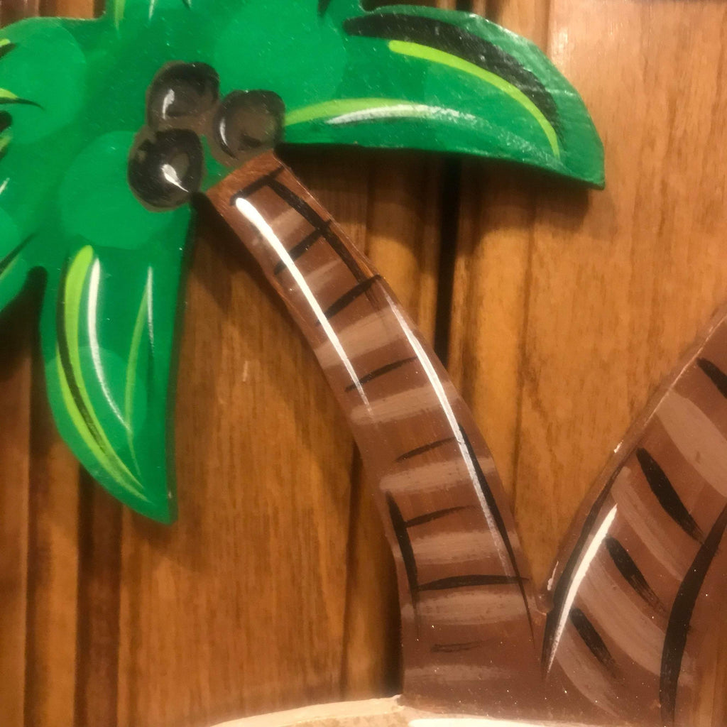 Palm tree summer Door Hanger - beach door Decor - pool wreath - tropical - hand painted personalized door hanger