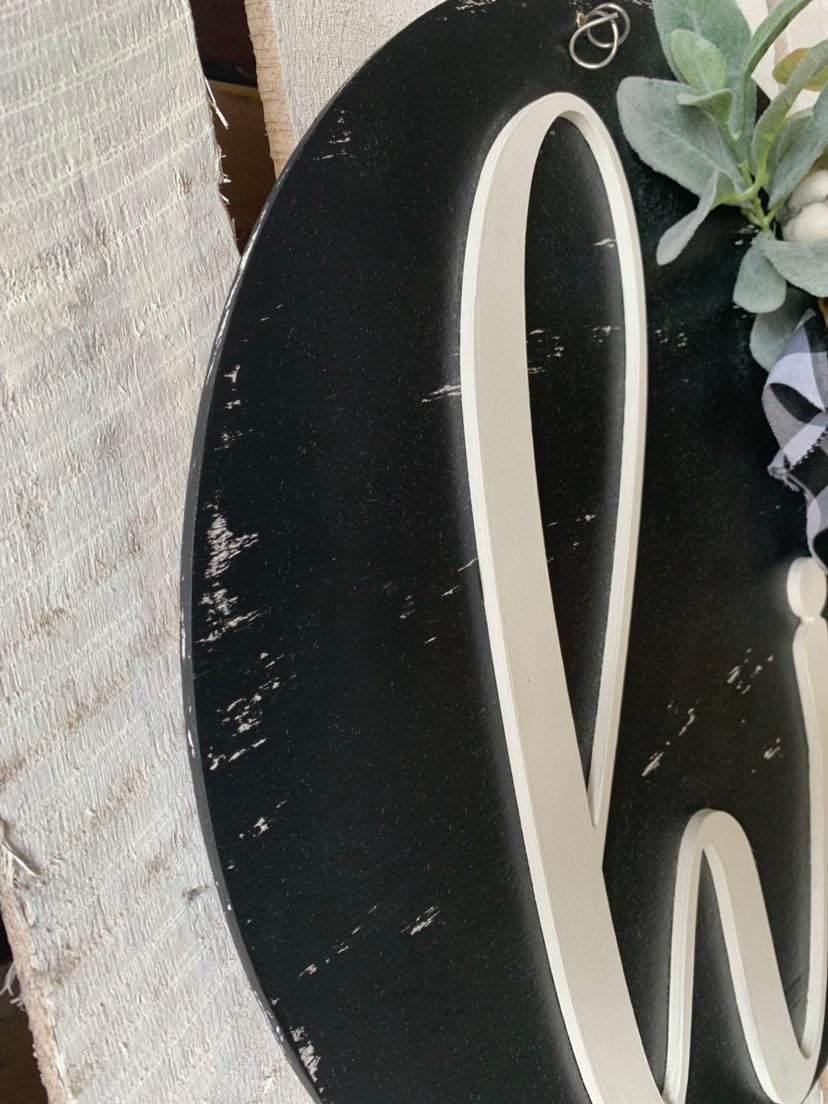 Hi Farmhouse Distressed Doorhanger - 3D Summer Farmhouse door decor - Flowers Door Hanger - wooden hand painted doorhanger