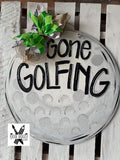 Golf Ball door hanger, Gone Golfing door hanger, sports door hanger, sports door signs, wooden door hanger, hand paint