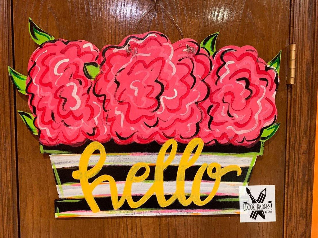 Flower door hanger, hydrengea flower, summer flower pot