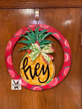 Pineapple Door Hanger - Summer door Decor - welcome wreath - spring summer hand painted personalized door hanger