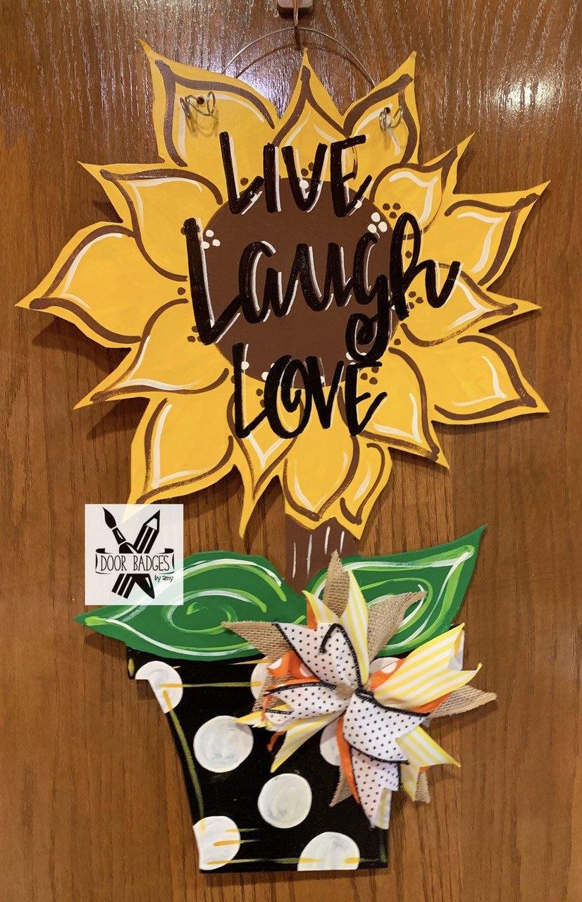 Fall door hanger, Sunflower in a Pot