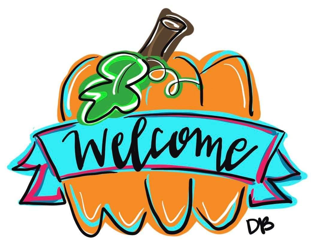 Pumpkin door hanger, Autumn Pumpkin Fall Harvest wood cut out hand painted door hanger