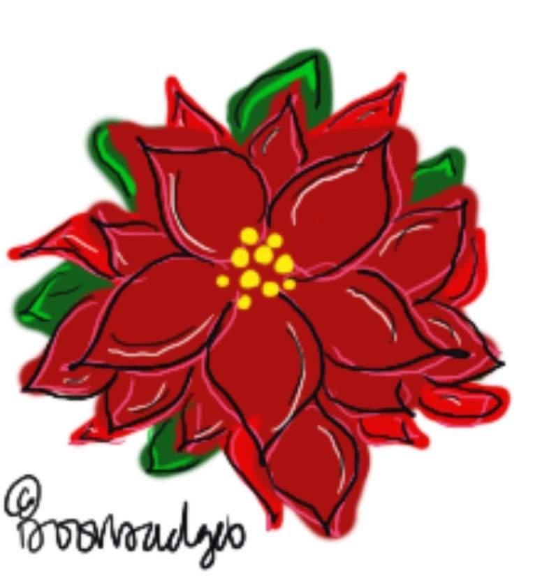 Poinsettia door hanger, Winter Christmas flower wood cut out hand painted door hanger
