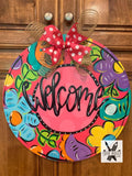 Flower Door Hanger, Paisley Door Decor,