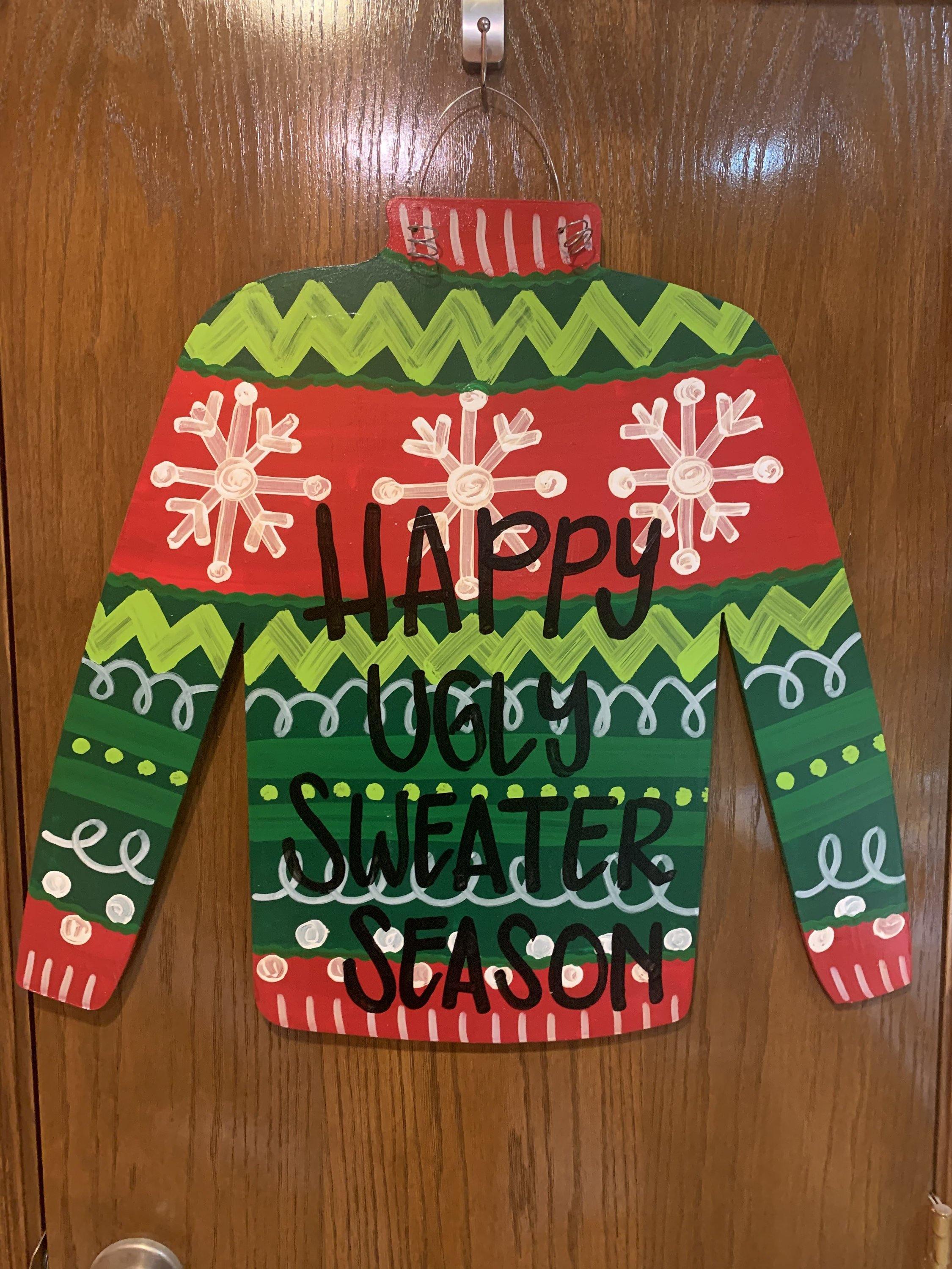 Sale Item: Christmas Door Hanger - Ugly Sweater Door Decoration