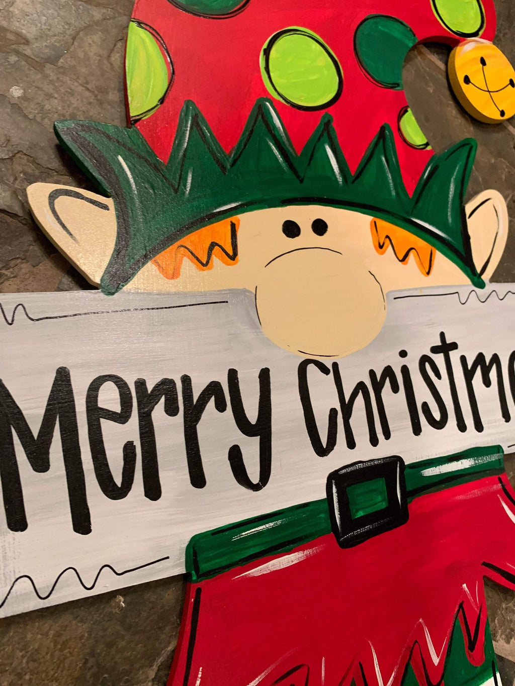 Christmas Door Hanger - Elf Door Decoration -