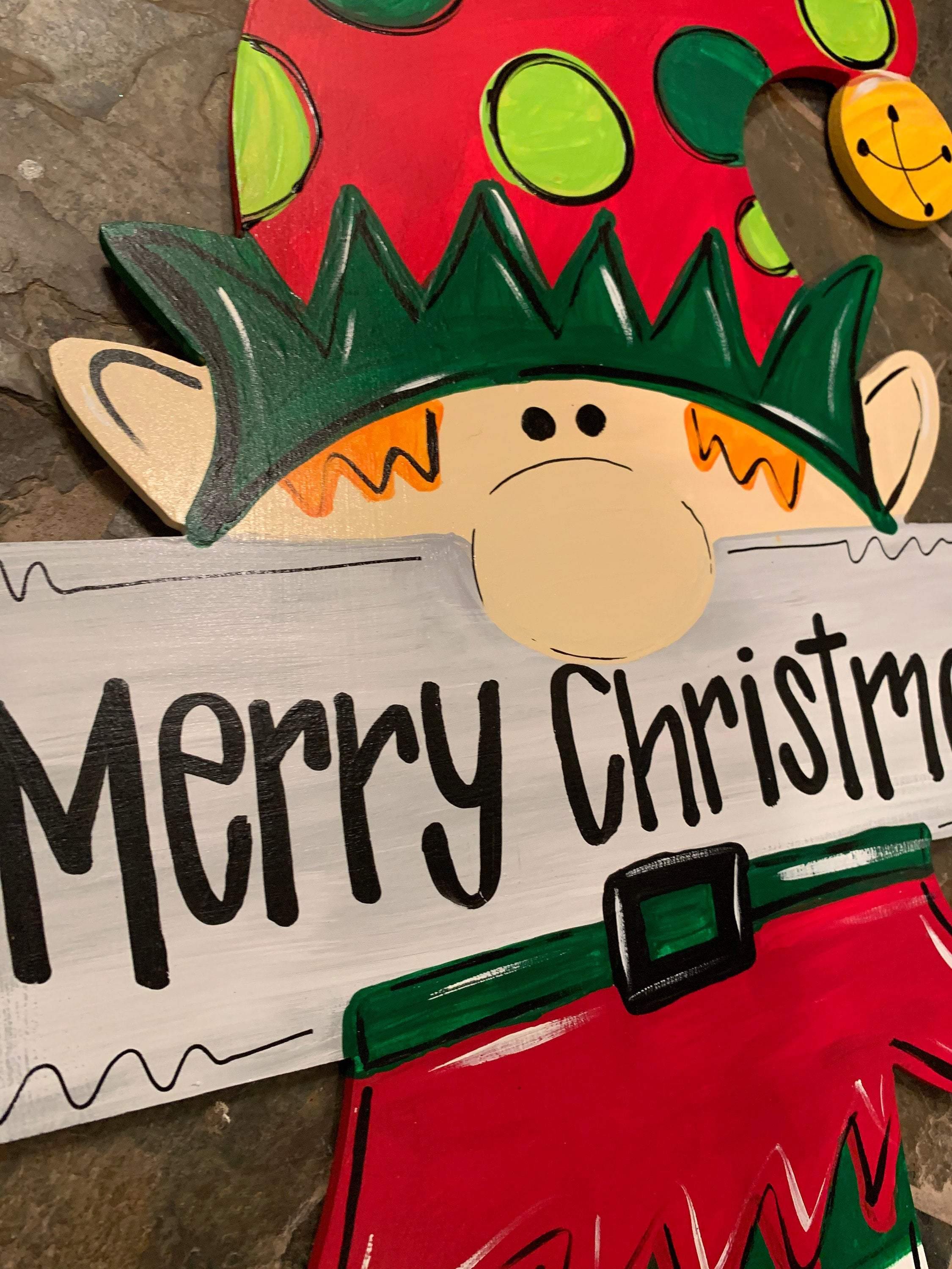 Christmas Door Hanger - Elf Door Decoration -