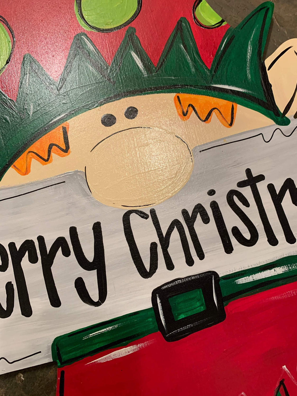 Christmas Door Hanger - Elf Door Decoration -