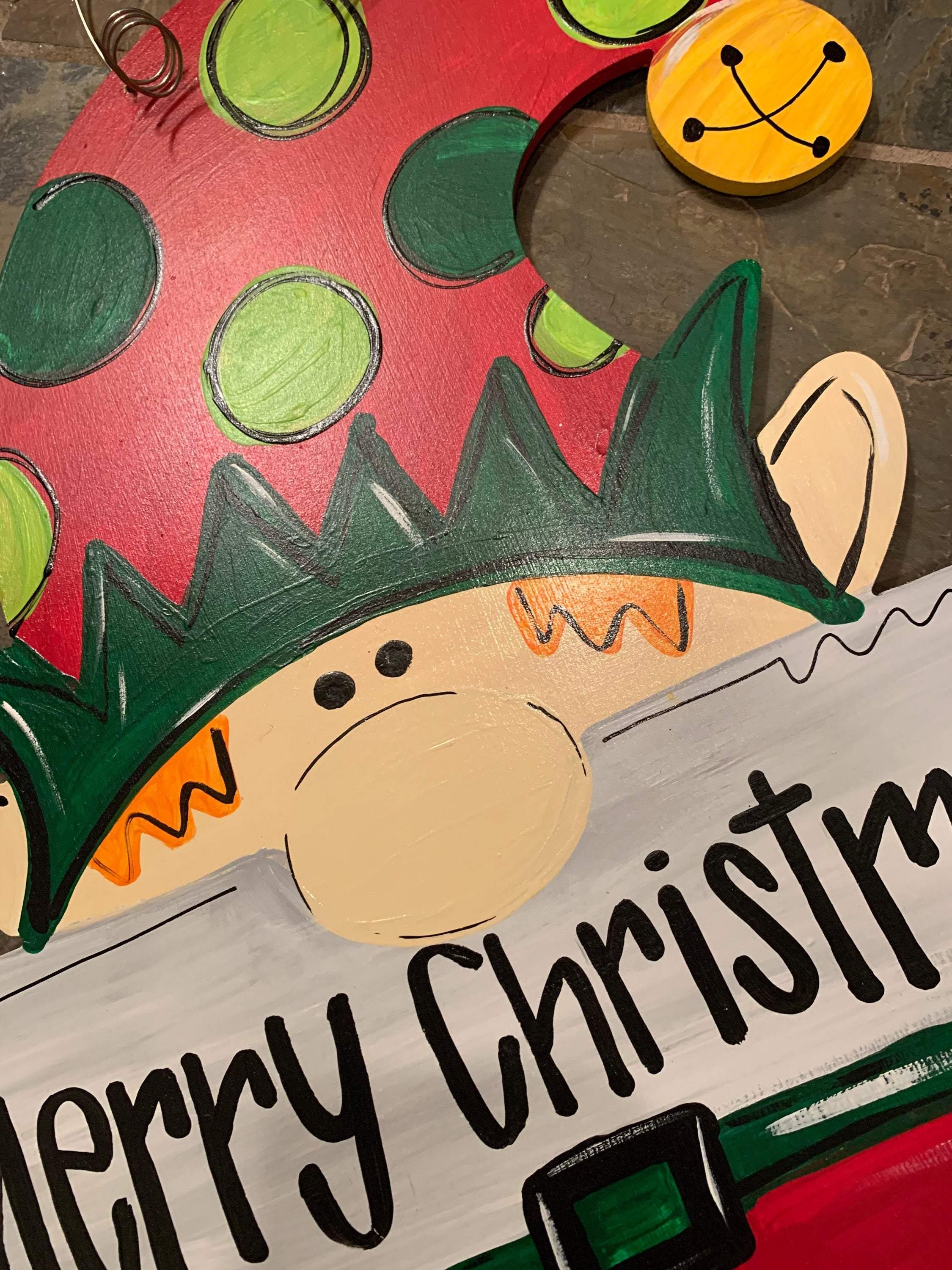 Christmas Door Hanger - Elf Door Decoration -