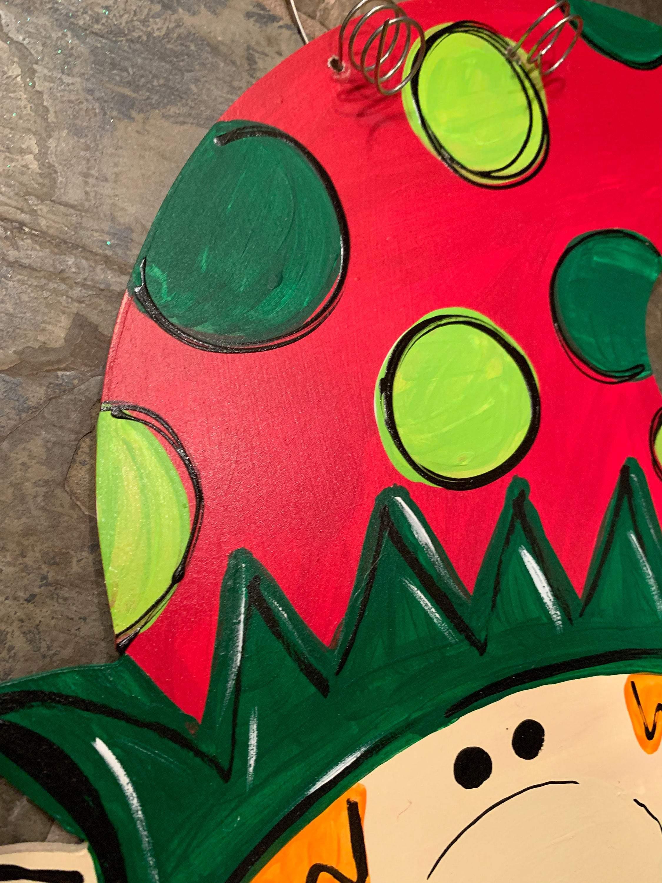 Christmas Door Hanger - Elf Door Decoration -