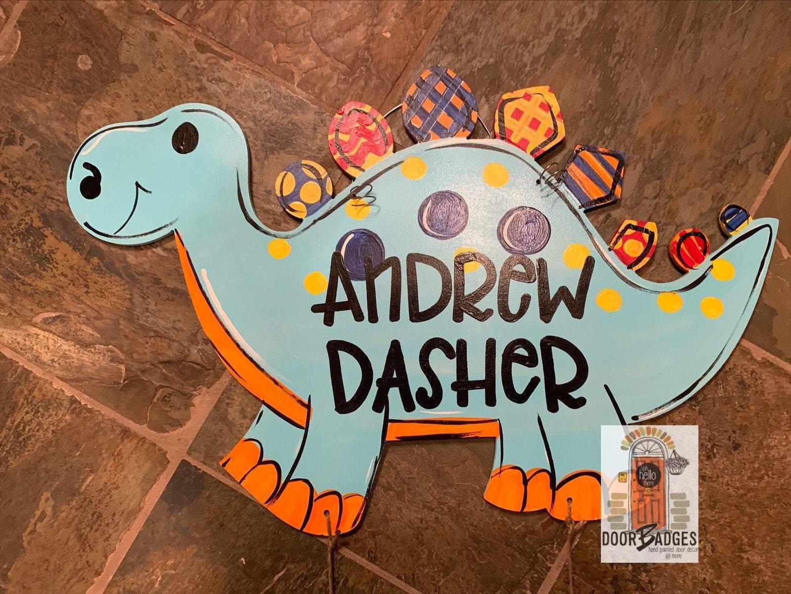 Baby Announcement Dinosaur Door Hanger - baby boy - hospital door hanger - nursery decor