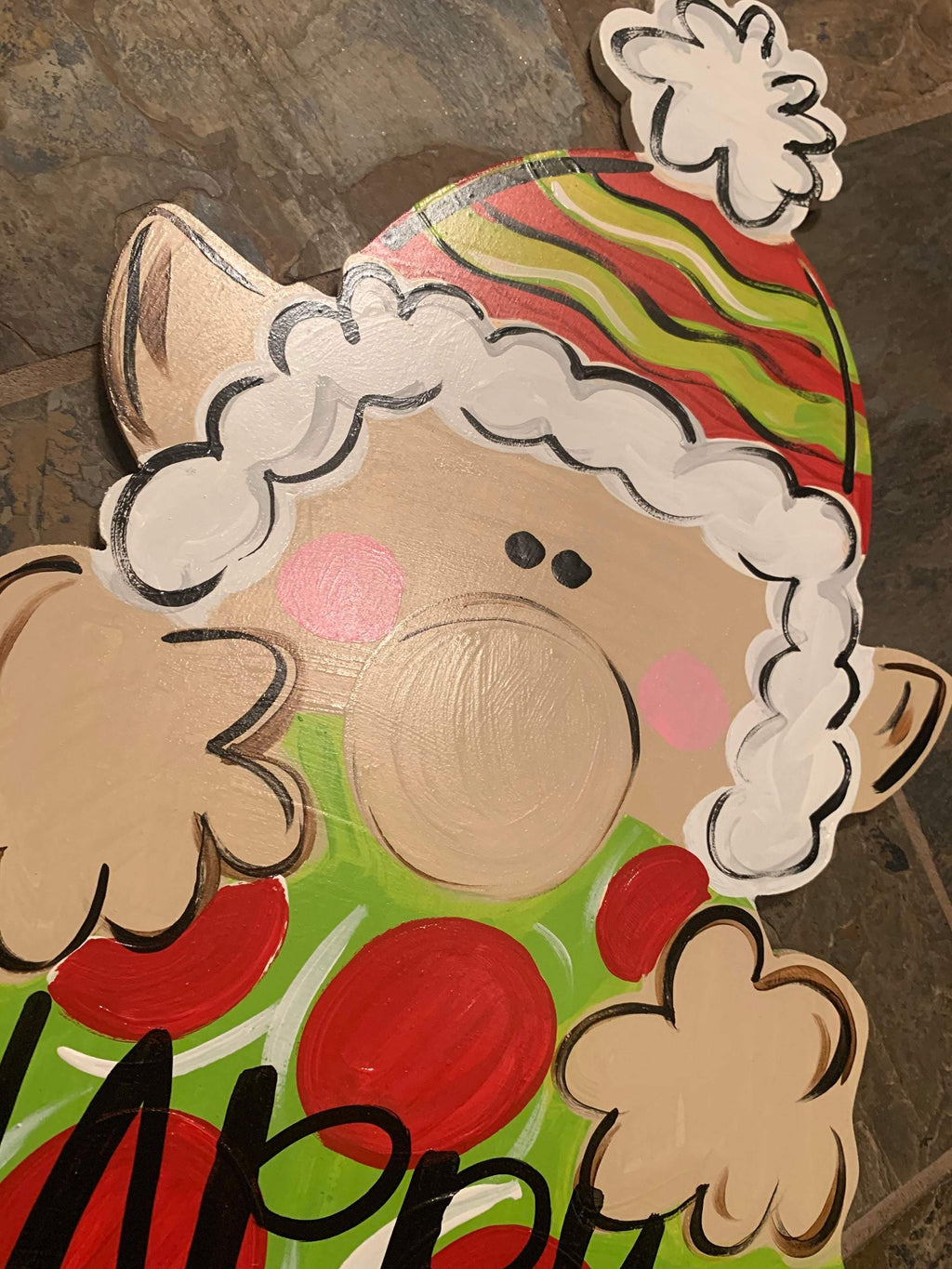 Christmas Elf Door Hanger - Elf Ornament Gift -  Christmas Ornament Door Decor - Holiday Ornament