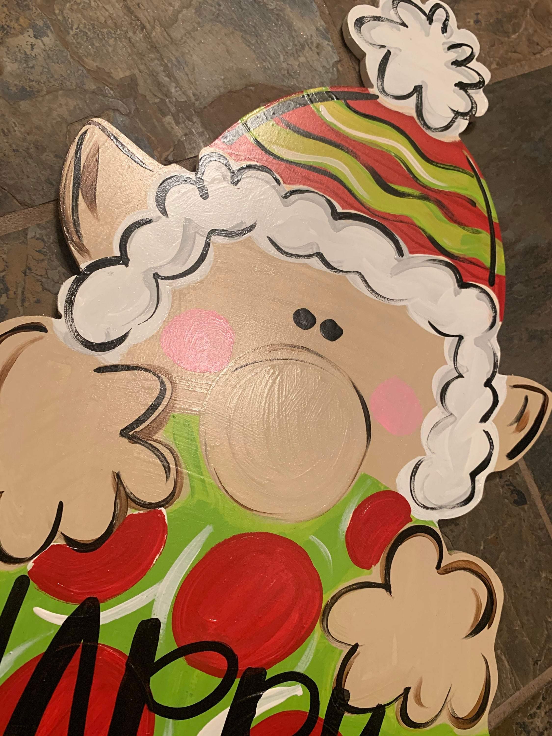 Christmas Elf Door Hanger - Elf Ornament Gift -  Christmas Ornament Door Decor - Holiday Ornament