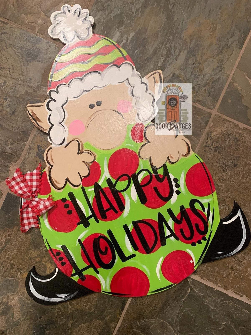 Christmas Elf Door Hanger - Elf Ornament Gift -  Christmas Ornament Door Decor - Holiday Ornament