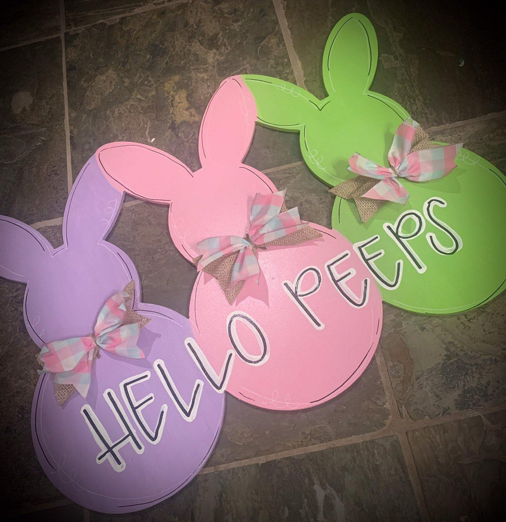 Easter Door Hanger - Bunny Peeps Door Hanger - Easter Peeps door Decor