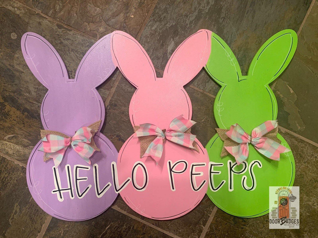 Easter Door Hanger - Bunny Peeps Door Hanger - Easter Peeps door Decor