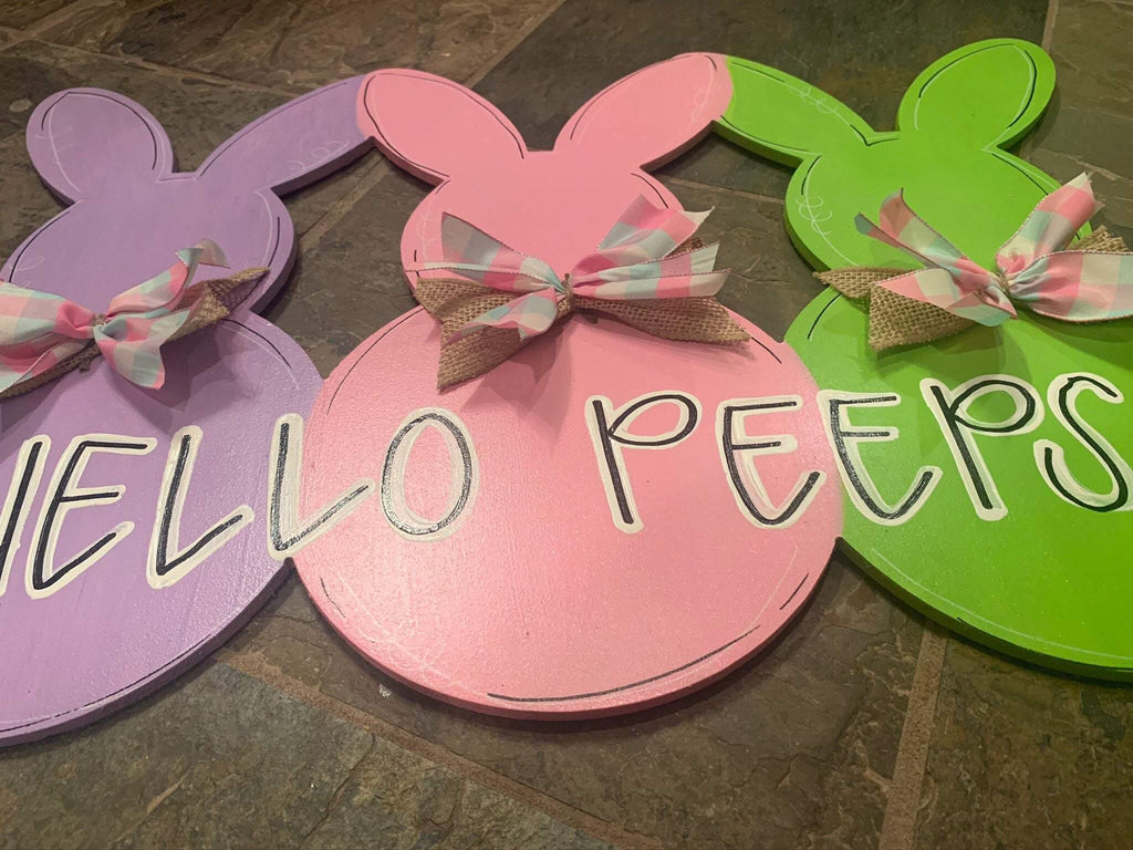Easter Door Hanger - Bunny Peeps Door Hanger - Easter Peeps door Decor