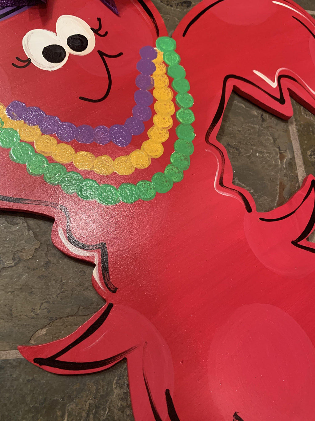 Mardi Gras Door Hanger - Mardi Gras Crawfish door Decor -Mardi Gras wreath - hand painted personalized door hanger