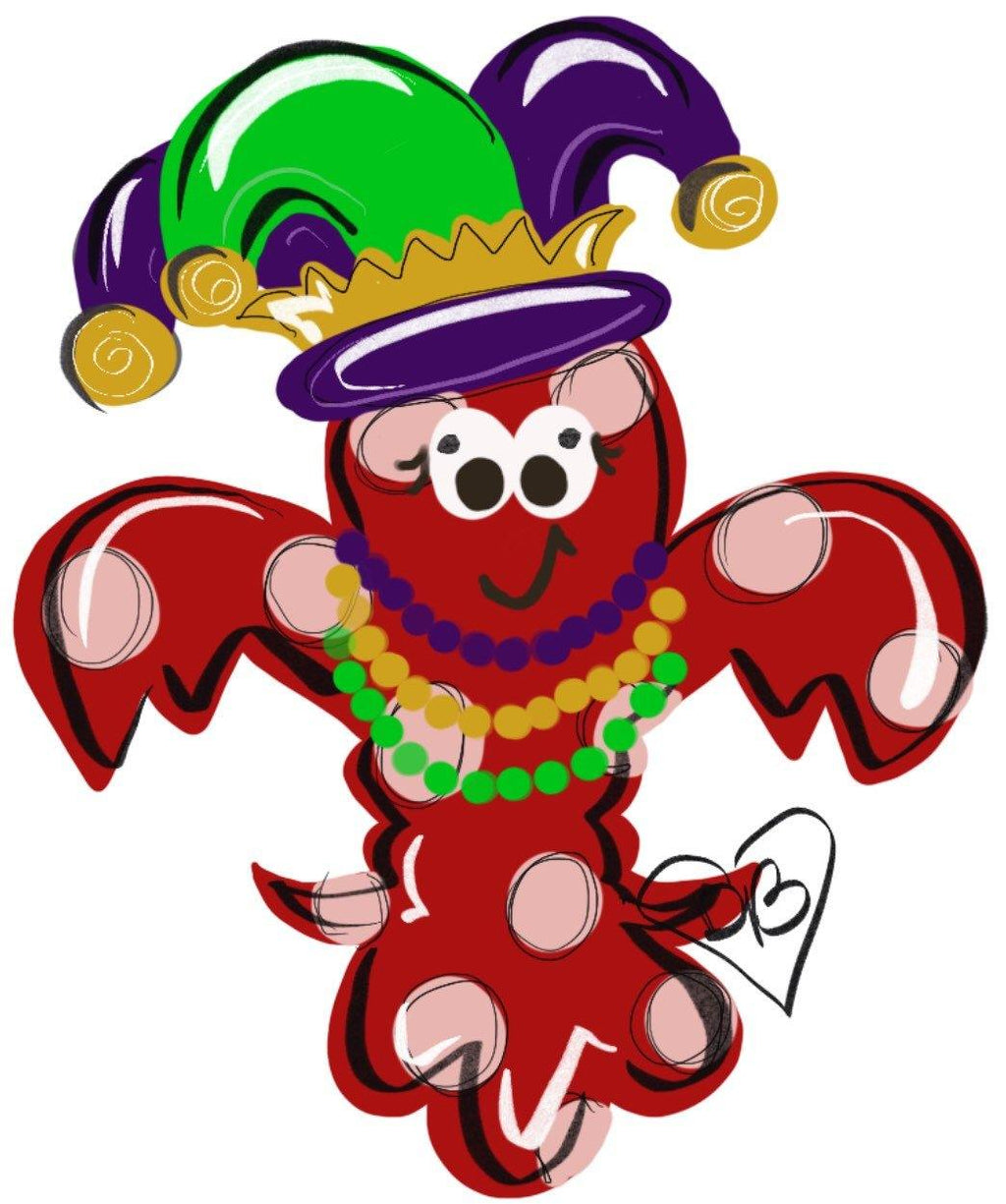 Mardi Gras Door Hanger - Mardi Gras Crawfish door Decor -Mardi Gras wreath - hand painted personalized door hanger