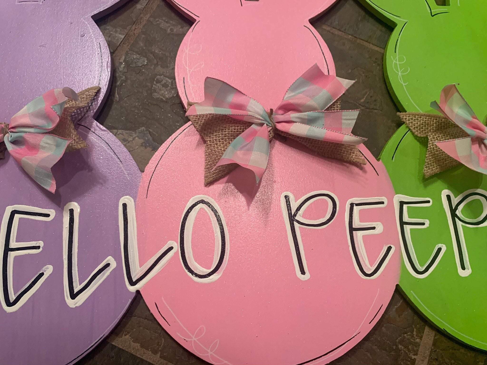 Easter Door Hanger - Bunny Peeps Door Hanger - Easter Peeps door Decor