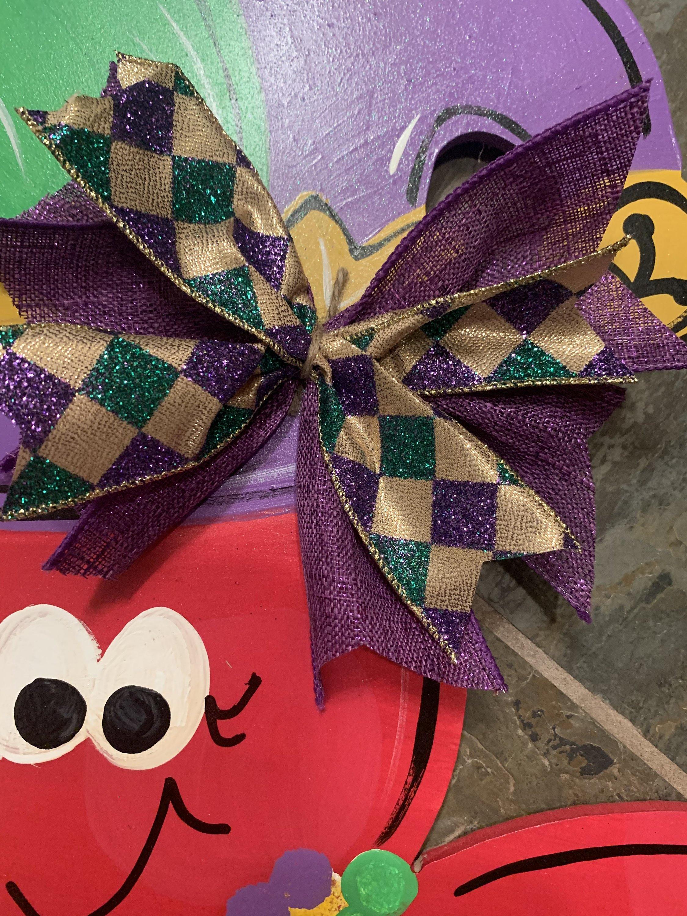 Mardi Gras Door Hanger - Mardi Gras Crawfish door Decor -Mardi Gras wreath - hand painted personalized door hanger