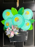 Flower Pot Doorhanger - Summer door decor wooden hand painted doorhanger
