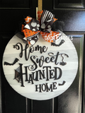 Halloween haunted house round Door Hanger