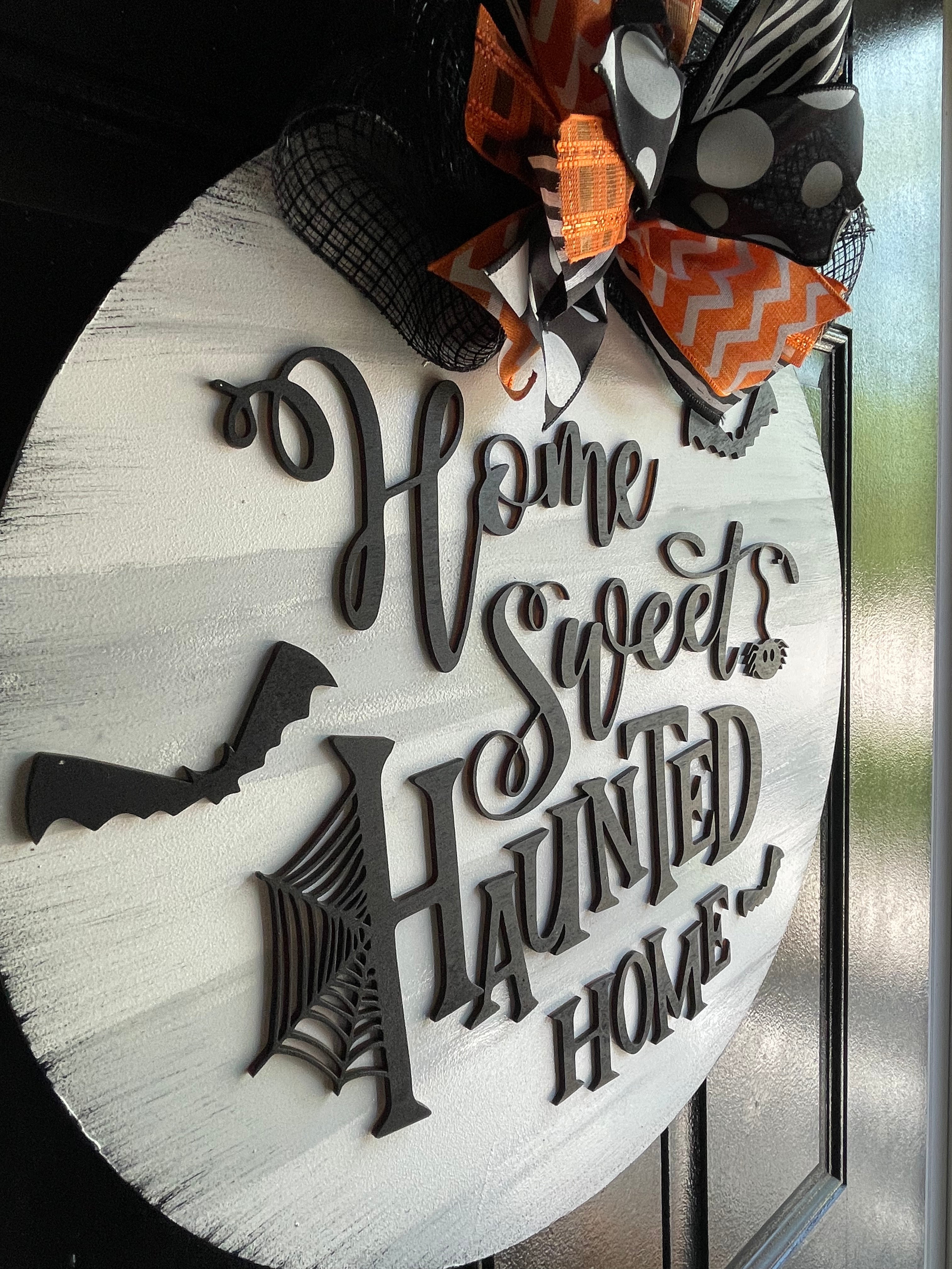 Halloween haunted house round Door Hanger