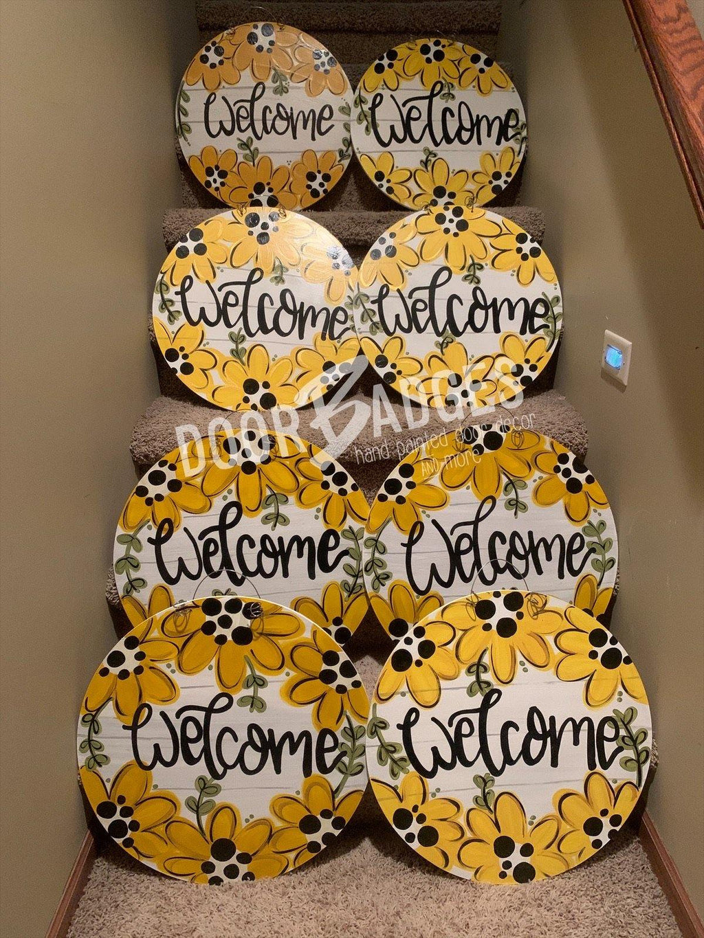 Daisy Summer Door Hanger - Daisy door Decor -  hand painted personalized door hanger